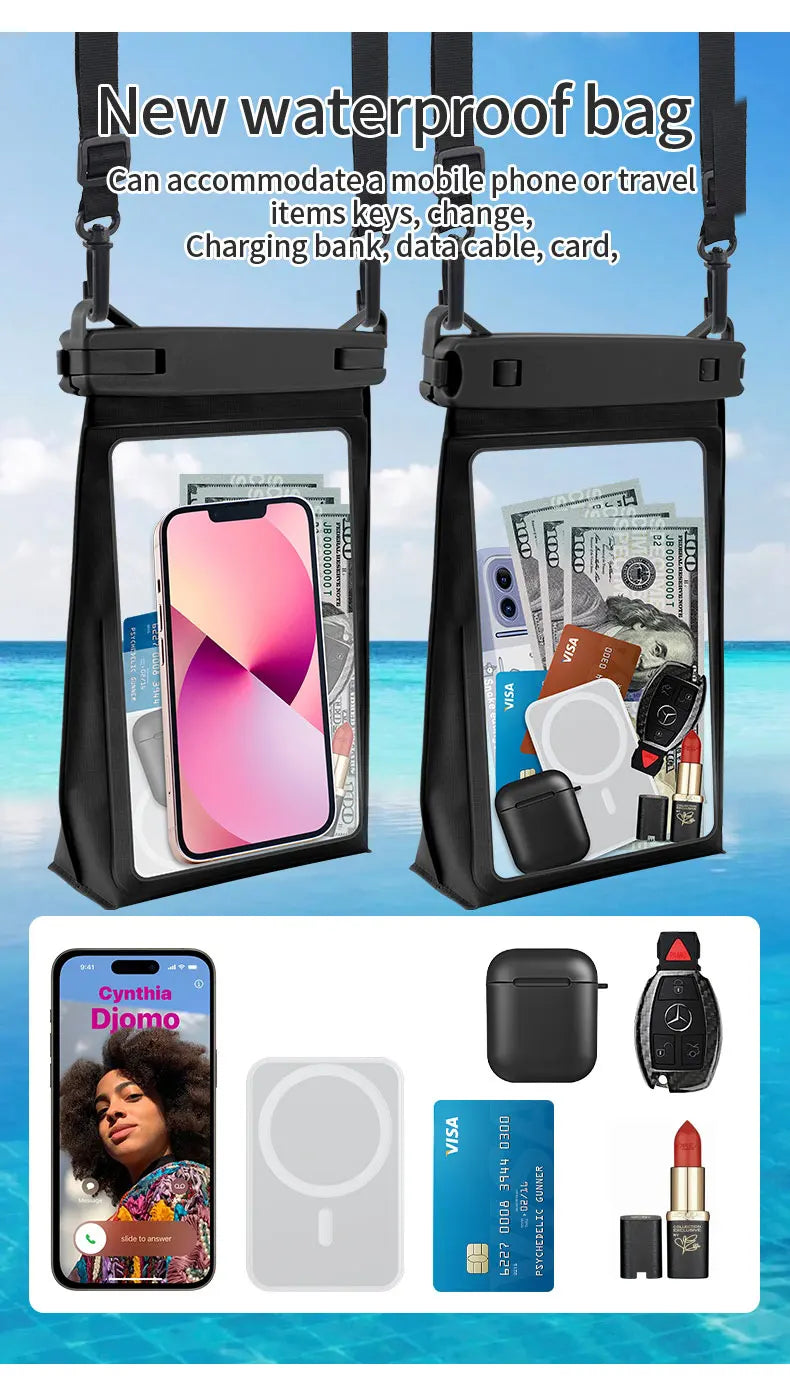 Waterproof Case for iPhone 16 15 14 Samsung S24 23 Ultra Pro Max Plus Large Capacity Swimming Underwater Diving Cover Pouch \';[