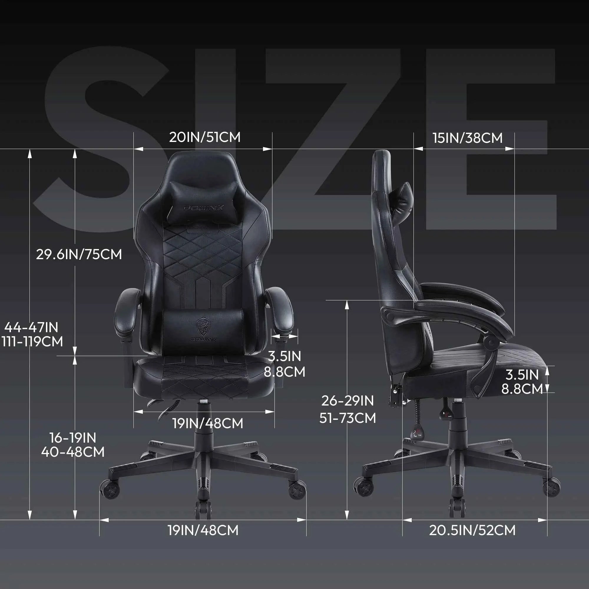 Dowinx Gaming Chair with Pocket Spring Cushion, Ergonomic Computer Chair High Back, Reclining Game Chair Pu Leather 350LBS