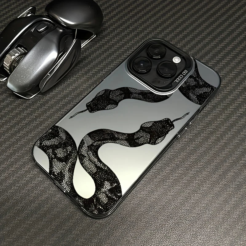 Black Snake, Laser Drop Resistant Color Silver, For iPhone17 16 15 14 13 12 11 Pro Max Plus Case Energy Case