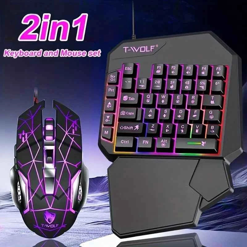 2 in1TF900 Gaming Keyboard and Mouse Set Ergonomic Wireless Gaming Keyboard 7 RGB Backlighting,  for PUBG Mobile Games /Laptop