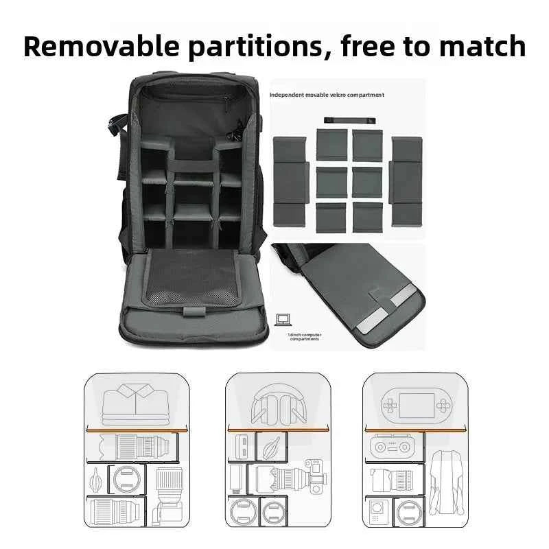Camera bag - Large capacity double-shoulder photography bag - Camera backpack - Travel and outdoor photography bag