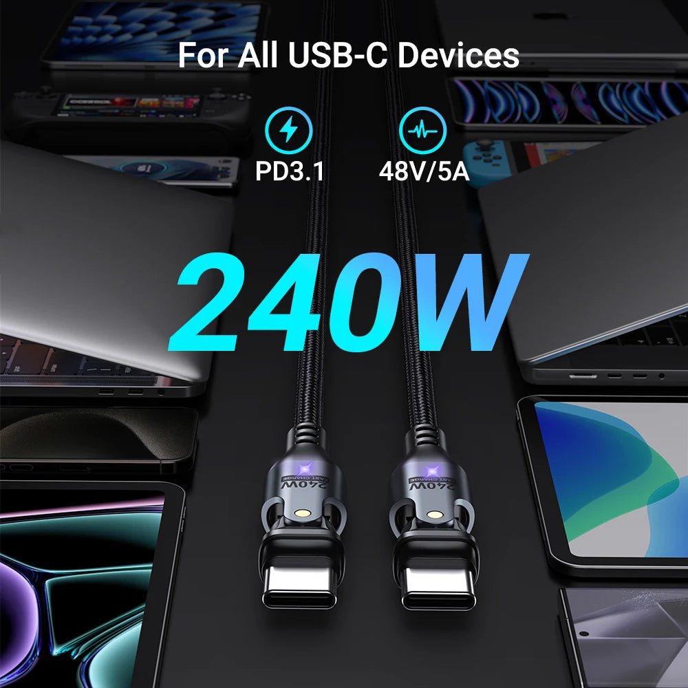 AUFU 240W USB C to USB Type C Cable for MacBook Pro Quick Charge 3.1 PD Fast Charging Cable for Samsung Xiaomi POCO Charge Cable