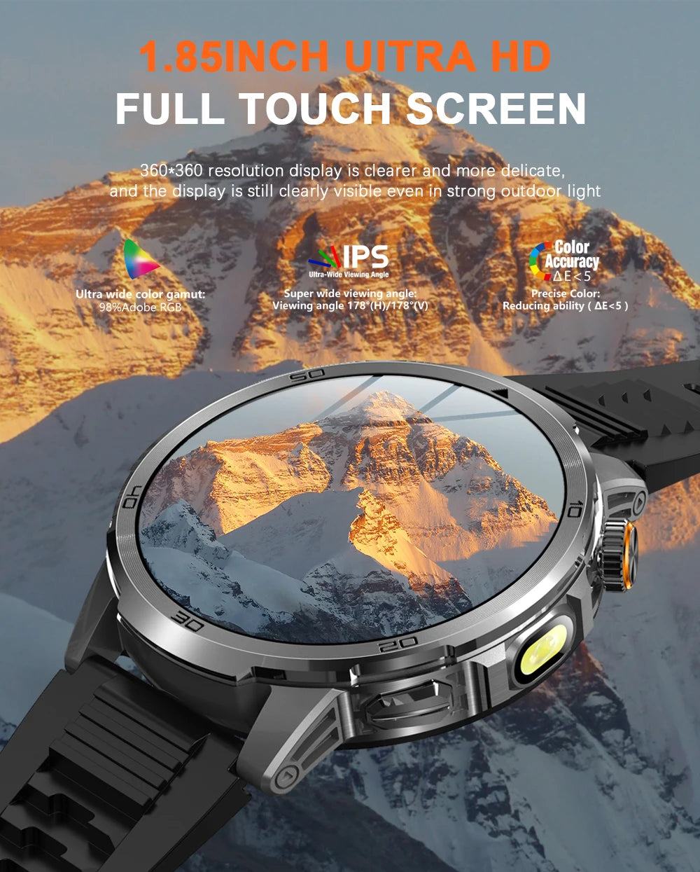 MEVADEN 1.85 inch Steel Smart Watch Men Bluetooth Call Smartwatch Sports Flashlight 1000mAh Health Monitor Watch for Male MD60