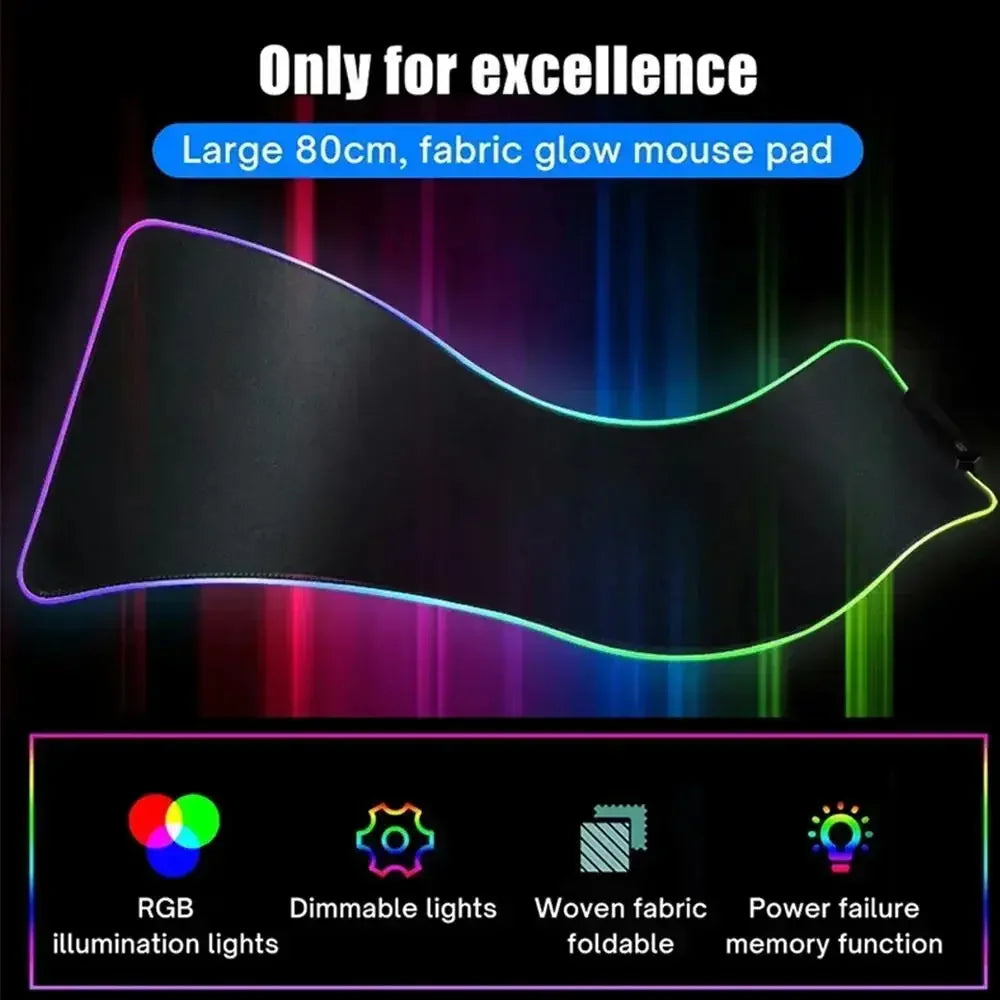 600x300x3mm RGB Gamer Glowing HD Keyboard Mat Asus Office Table New ROG Art Design Colorful LED Mouse Pad Rubber Non-slip Carpet