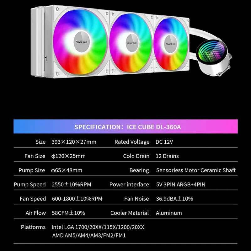Power train Ice Cube DL-360, water-cooled CPU radiator, ARGB Integrated water-cooling, Supports Intel/AMD