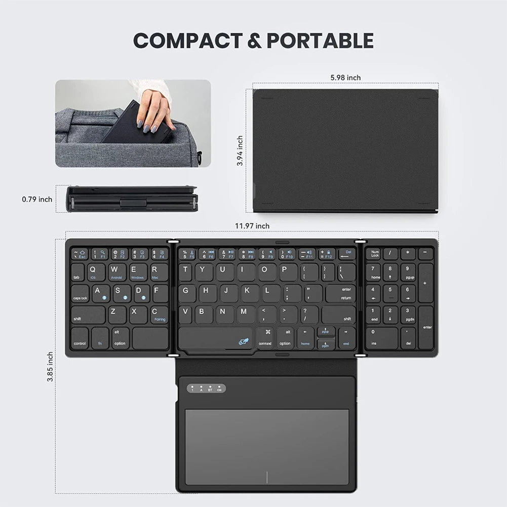 ALLOYSEED Foldable Bluetooth Keyboard with Large Touchpad
