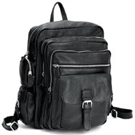 Vintage Crazy Horse Genuine Leather Backpack Men Bagpack Cowhide Hiking Backpack 17