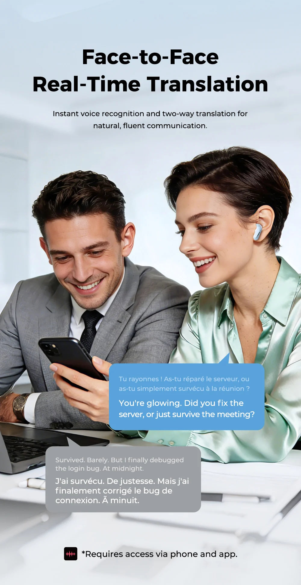MINISO MS119 Wireless Bluetooth Earphones Ai Translator Headphones Low latency Earbuds 50Hrs Playback More Comfortable to wear