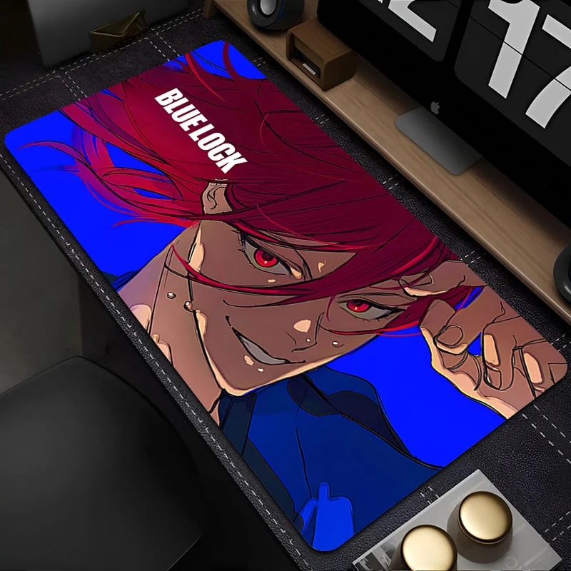 Mouse Pad Japan Anime Blue Lock Nagi Seishiro Mousepad PC Gamer Keyboard Rug Black And White Laptop Gaming Accessories Desk Mat