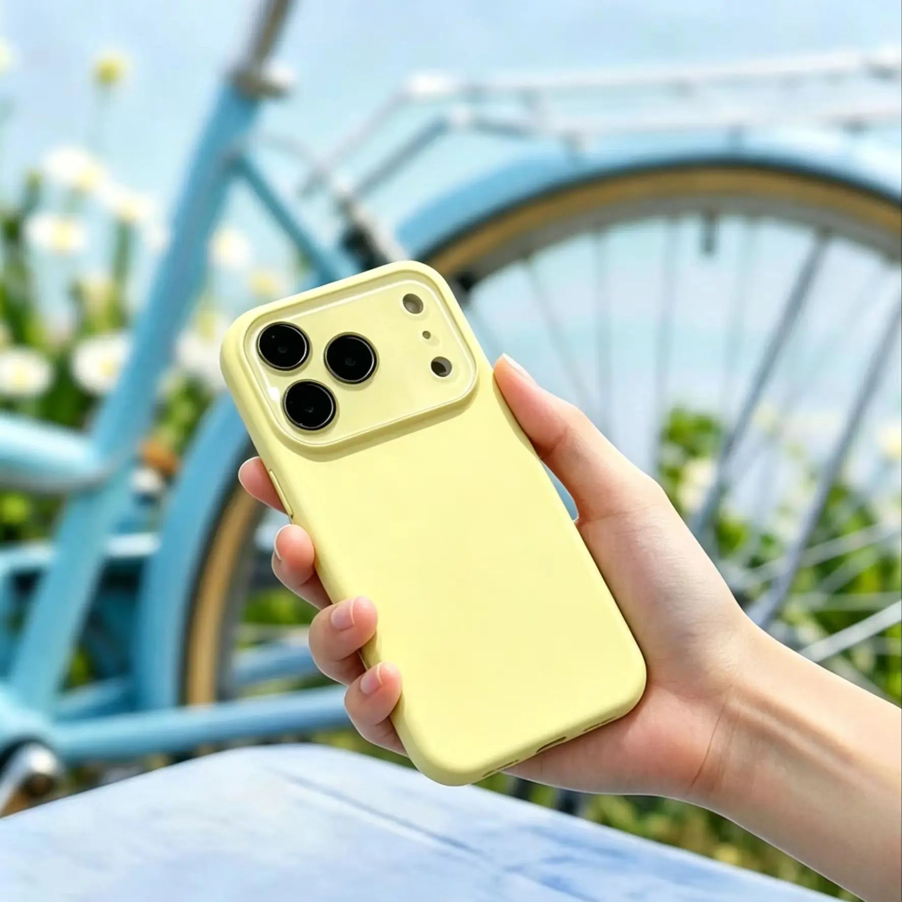 Caseative Solid Color with Crystal Camera Lens Protection Compatible with iPhone Case (yellow,iPhone 17 Pro Max)