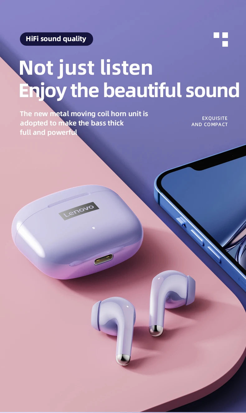 Ship From US Lenovo LP40 Pro Bluetooth Wireless Earphones Low Latency Sports Music Headphones Noise Reduction Earbuds