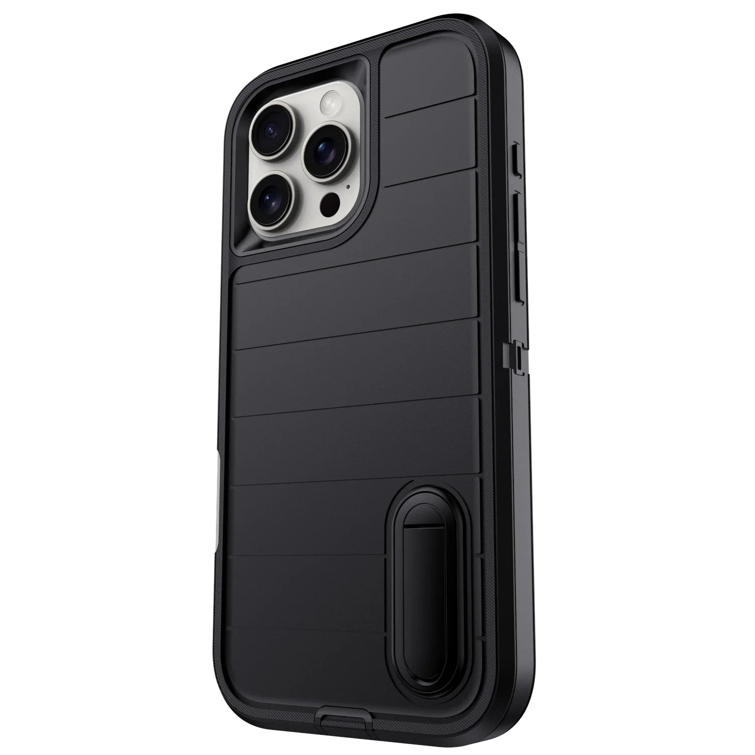 For iPhone 11 12 13 14 15 16 Plus Pro Max Case Heavy Duty Shockproof Hybrid Rugged Kickstand Cover Black