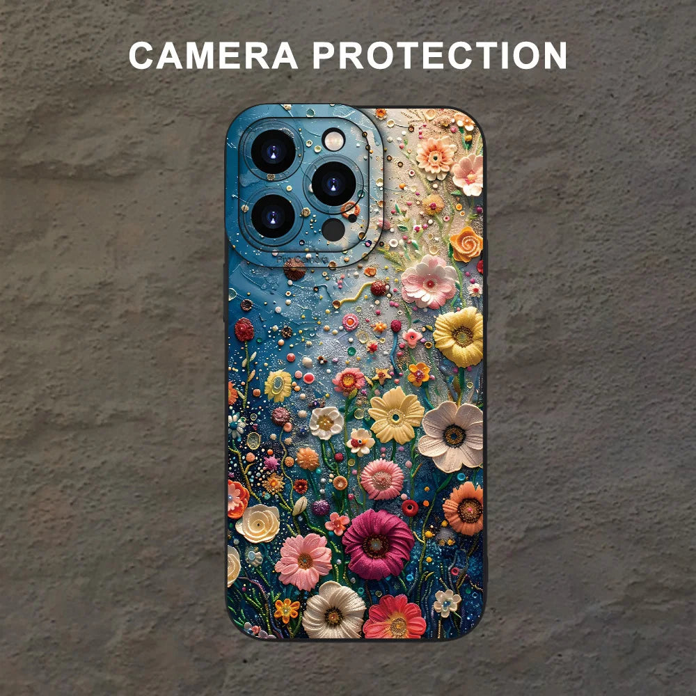 Color Flower Creative Personality Cool Oil Painting Printing Phone Case, Suitable for iPhone 16/15/14/13/12/Pro Max