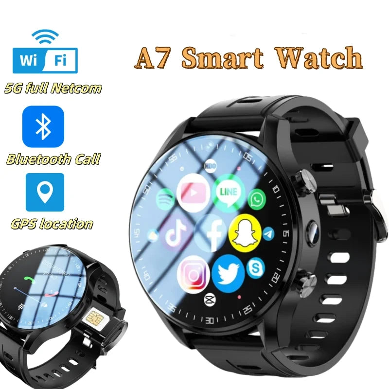 SIM Dual camera Smartwatch A7128G 4G smartwatch Video Call Trail tracker with Wifi GPS waterproof Google Play Store for men
