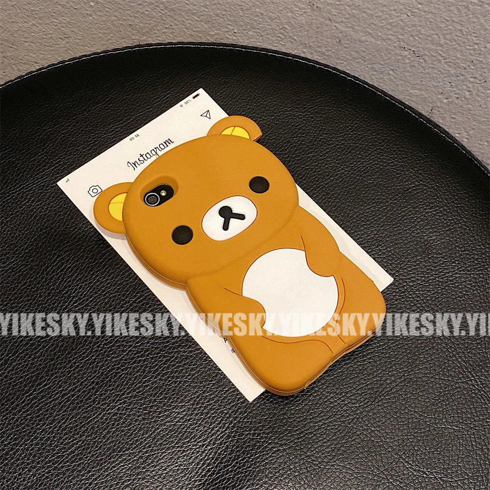 For iPhone 17 Pro 4 4S 5 5S 6 16 Pro Max 15 14 Plus 13 12 11 7 8 SE Rilakkuma Bear Chocolate Cartoon Soft Silicon Phone Case