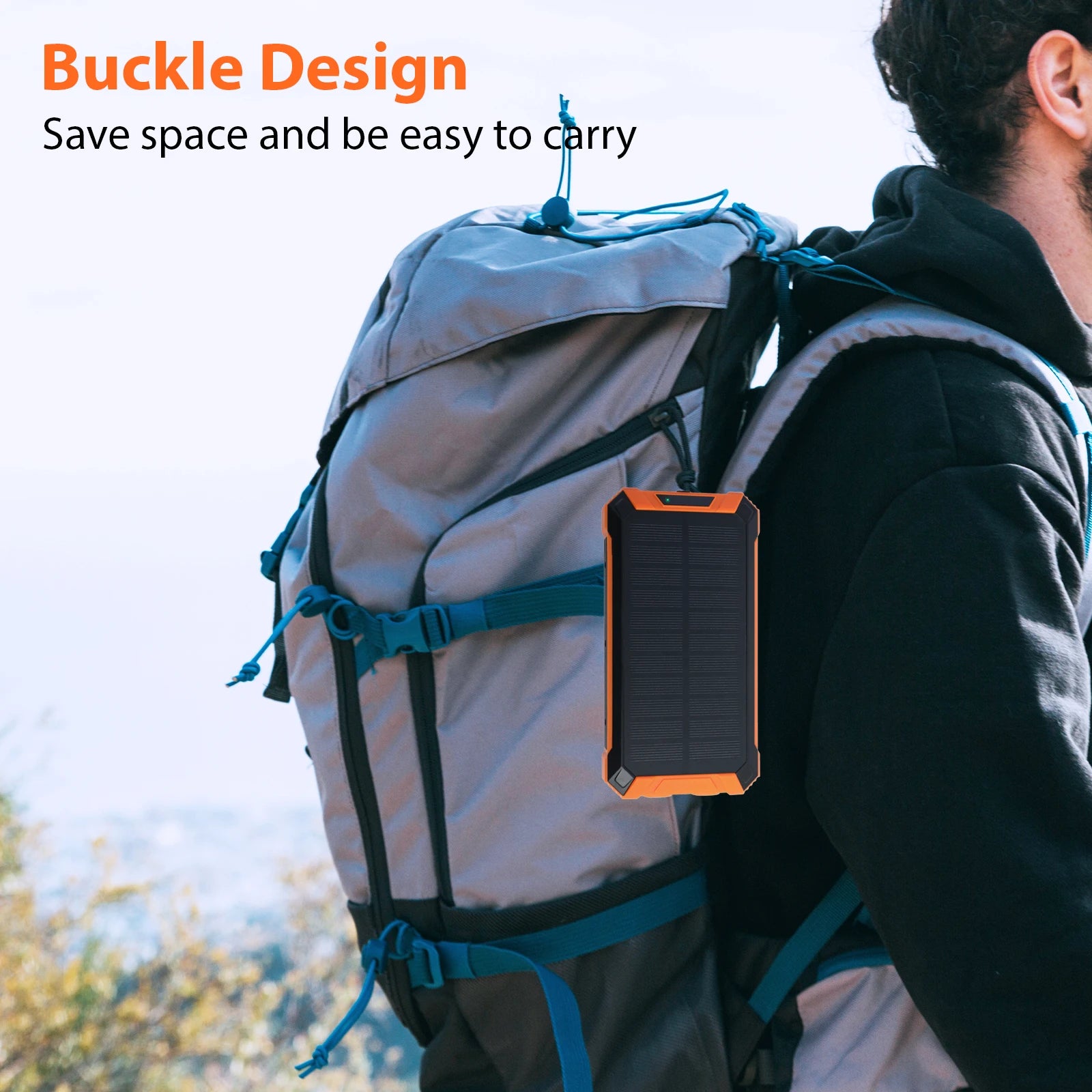 20000mAh Portable Solar Power Bank Wireless Charging 18W Dual LED Lights 4 Built-in Charging for iPhone Android Phones AirPods