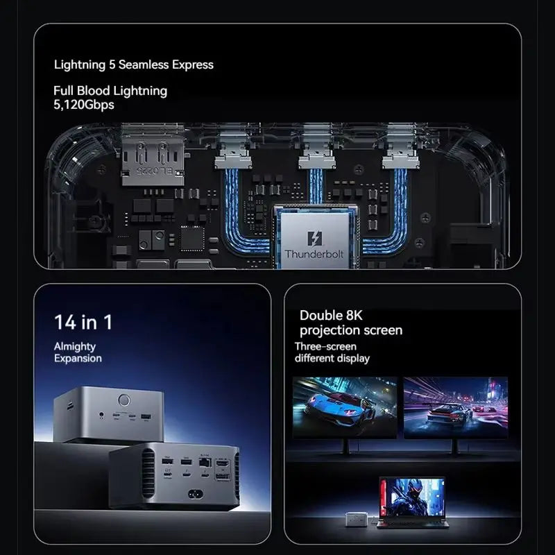 ANKER Prime TB5 Thunderbolt 5 Docking Station Dual 8K Triple Screen Display Type-C Expansion 120Gbps 14-in-1 for MacOS/Windows