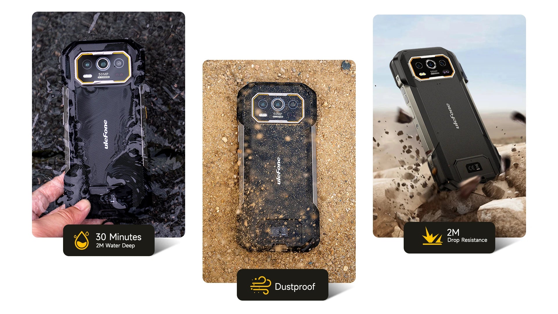 Ulefone Armor 27 Pro 5G Rugged Phone 10600mAh 50MP Camera 64MP Night Smartphone Android 14 Up to 24GB+256GB NFC Waterproof Phone