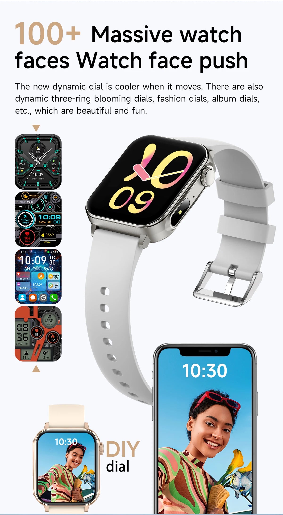 2025 New Smart Watch Men Women Type-C Charging Heart Rate LED Flashlight Bluetooth Call IP68 Waterproof SmartWatch for Android