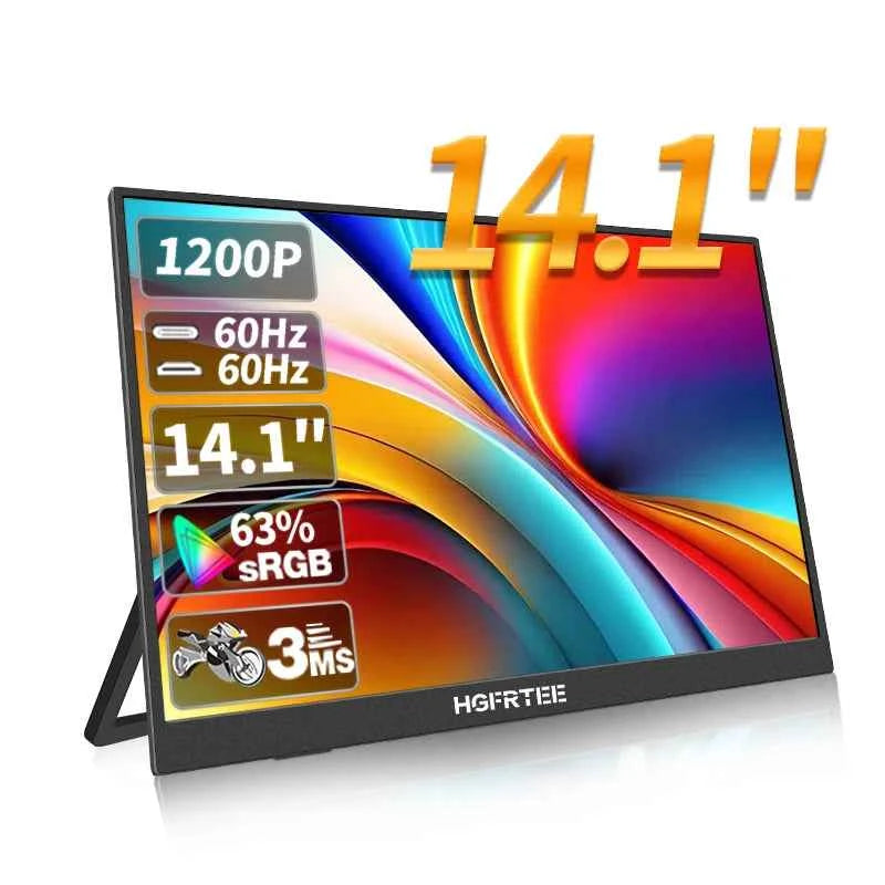 HGFRTEE 14.1inch Mobile Portable Monitor IPS Second Game Screen Extended Display for Laptop with Bracket For xbox/raspberry Pi