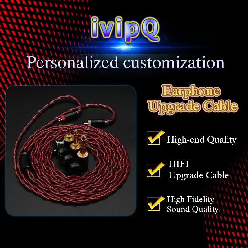 ivipQ 26AWG 7N OCC Palladium Plated L-type Modular Plugs 3-in-1 Earphone Upgrade Cable With MMCX/2PIN/0.78mm/QDC/N5005 For AKG