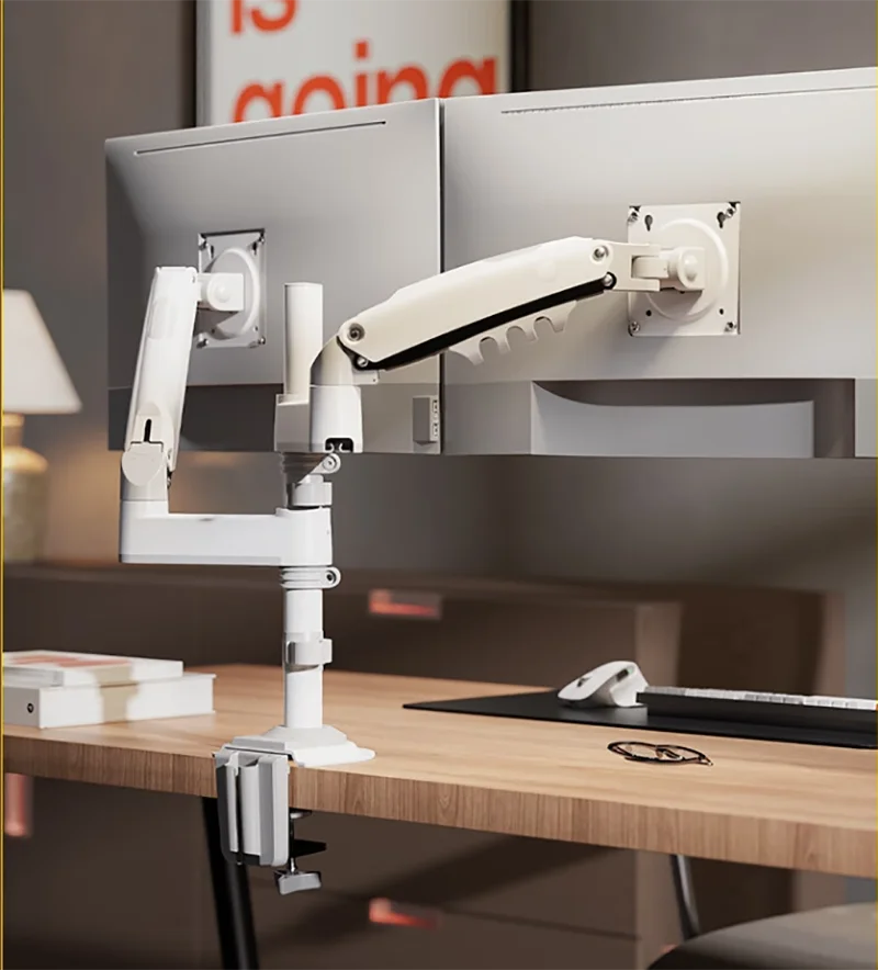 NB H180 Double Monitor Desk Holder Arm Gas Spring Full Motion 17'-27' LCD TV Mount Ergonomic Dual Arm Clamp Bracket 2-9kgs Each