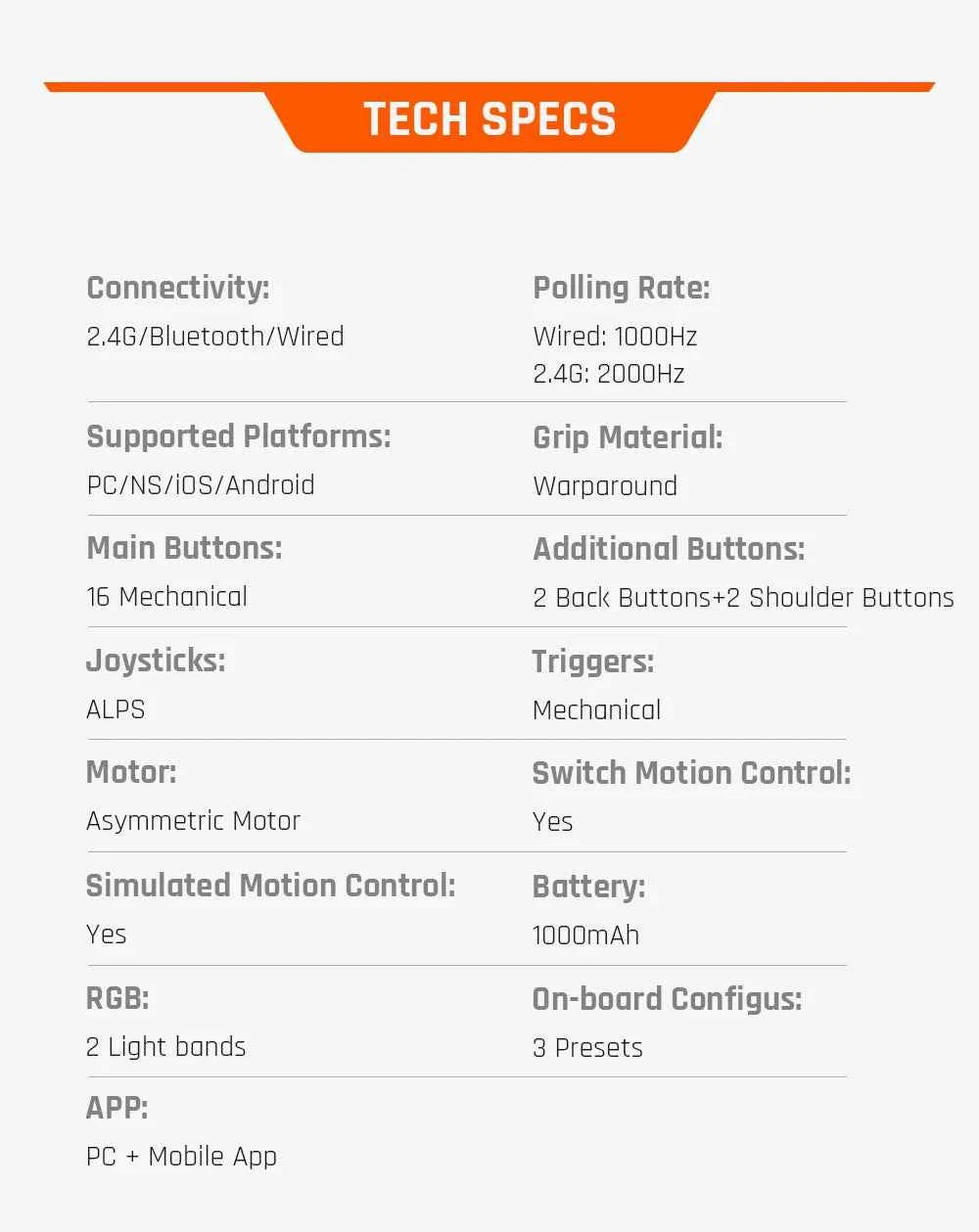 BIGBIG Won Blitz 2 Pro Starburst Wireless Gamepad Carbon Film / TMR Edition for Switch / Pc / ios / Android