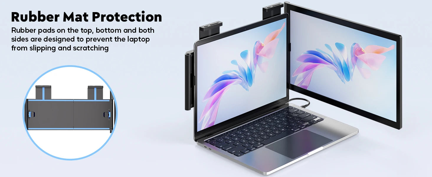 Amoudo Portable Monitor 14 Inch FHD 1080P IPS Screen Laptop Monitor Extension Dual Screen for Laptop Windows Mac Android