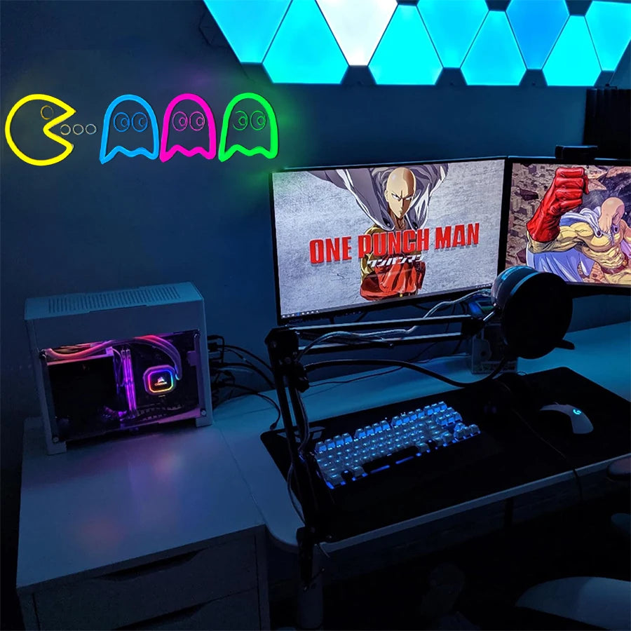 Game Neon Sign For Wall Decor,Light Up Sign For Gaming Room,Man Cave Decoration,Birthday Halloween Christmas Gift,USB Powered