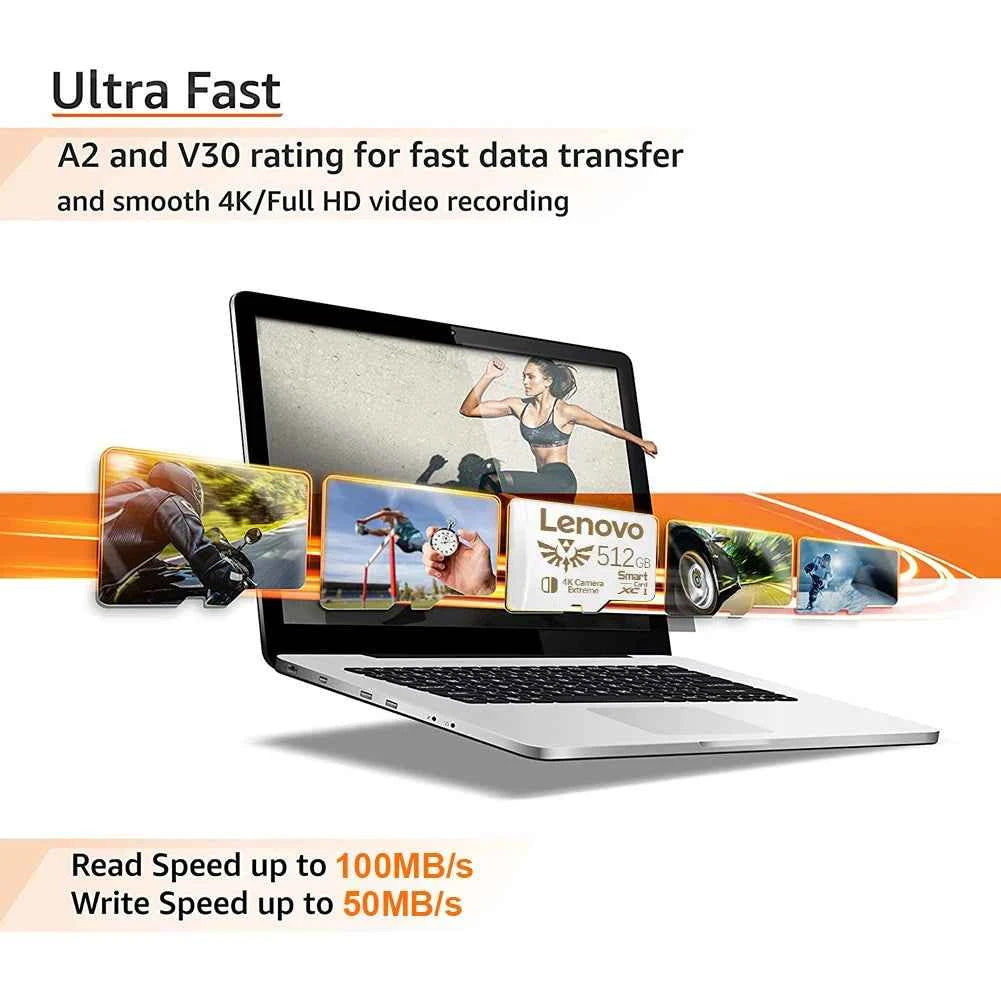 Lenovo High-Capacity Micro SD / TF Memory Card for Nintendo Switch, Cameras, Smartphones – 128GB/256GB/512GB/1TB