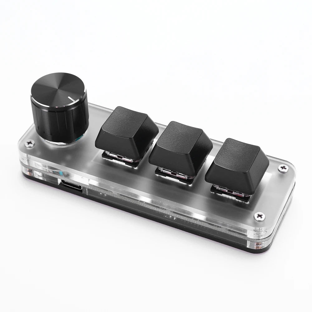 Programmable DIY Mechanical Keyboard Bluetooth/USB Wired RGB Custom Mini 3 Key 1 Knob Knob Macro Hotswap Keypa for Laptop