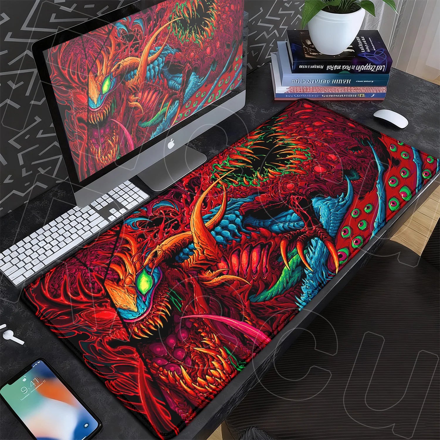 60x35cm Company Office Mice Extend Carpet XXL Hyper Beast Non-slip Rubber Mouse Pad Keyboard Gaming Accessories Cool Monster Mat