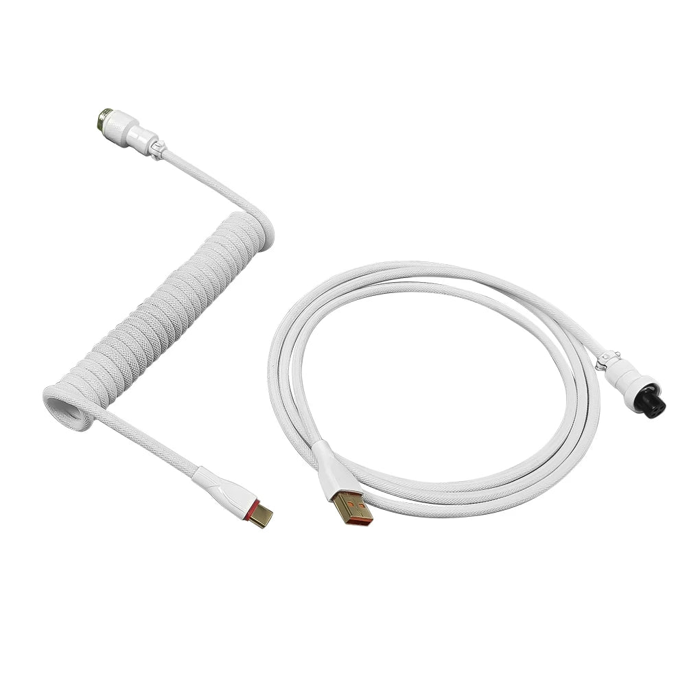 1.8m Aviator Cable Woven Mesh Type-C To USB Aviator Cable Keyboard Coiled Aviator Keyboard Cable Mechanical Keyboard Accessories