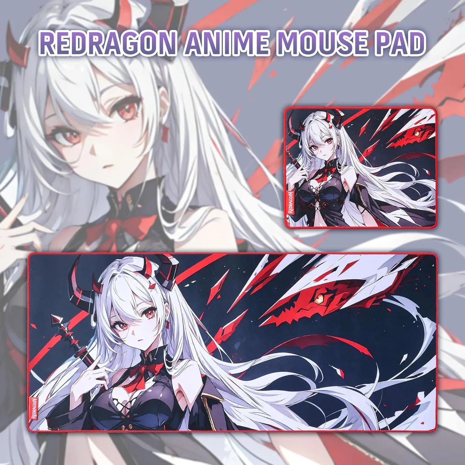 Redragon EISA P047 Anime Gaming Mouse Pad - Smooth Lycra Surface, Anti-Slip Rubber Base, Spill-Resistant, Durable 5mm Thick - WinSupport Tech