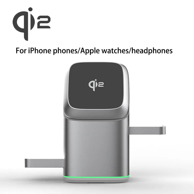 Qi2 15W 3-in-1 Magnetic Wireless Charger Stand Fast Charging For iPhone 14 15 16 17/AirPods Charger Touch Auto Rotation