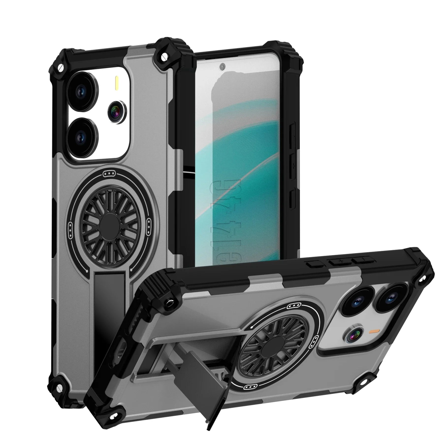 Luxurious armor 2-in-1 Shockproof Magnetic Adhesive Protective Case for Redmi Note 14 4G5G 14Pro ProPlus  With stand Hard shell