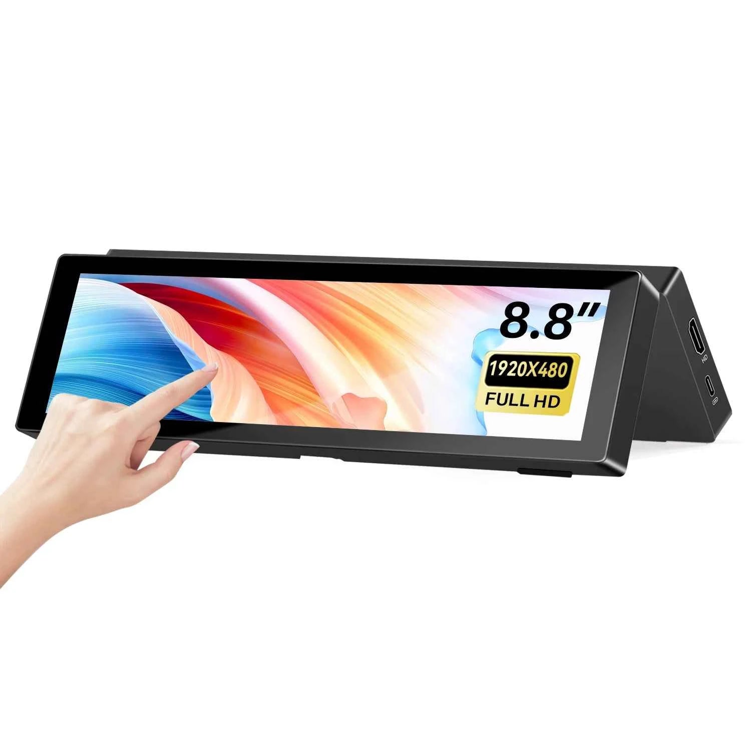 8.8-inch Chassis Secondary Screen 1920*480 Long-shaped LCD Touch Screen with Built-in Stand, AIDA64 Touch Version