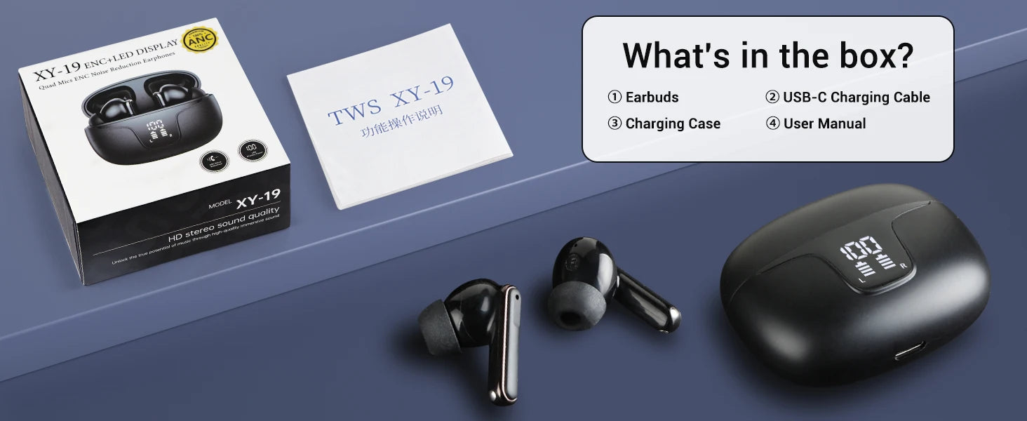 Hybrid Active Noise Cancelling Wireless Earbuds Bluetooth Earphones,in Ear Wireless Headphones ANC, TWS Bluetooth 5.3 Headsets
