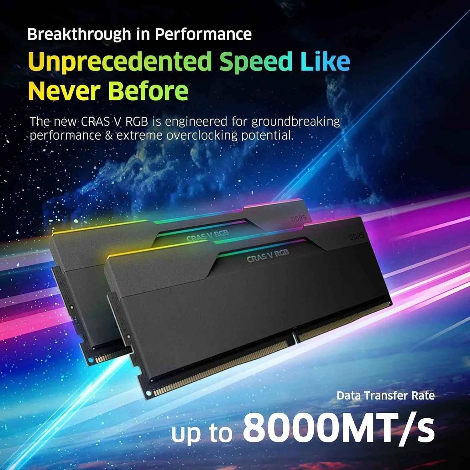 CRAS V RGB DDR5 64GB (2x32GB) 6000MHz CL30 A-DIE 1.35V Gaming Desktop Ram Memory SK Hynix Chip XMP 3.0 / AMD Expo Ready - Black