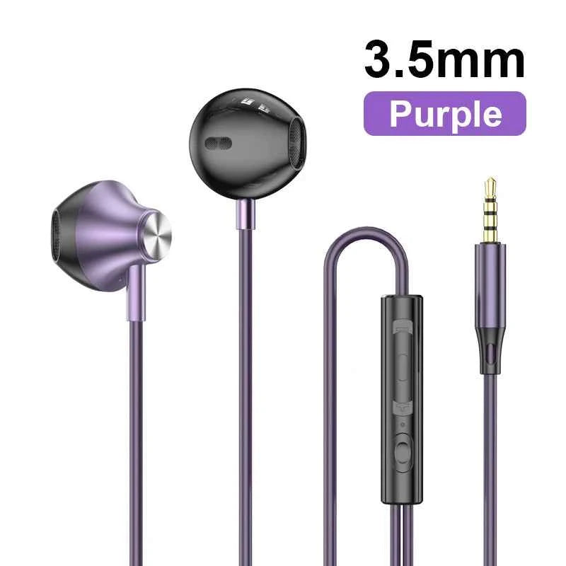 Type C 3.5mm Jack Earphones HiFi Stereoscopic Sound With Mic Wired Headphones Line Control Earbuds For Samsung iPhone 16 Headset