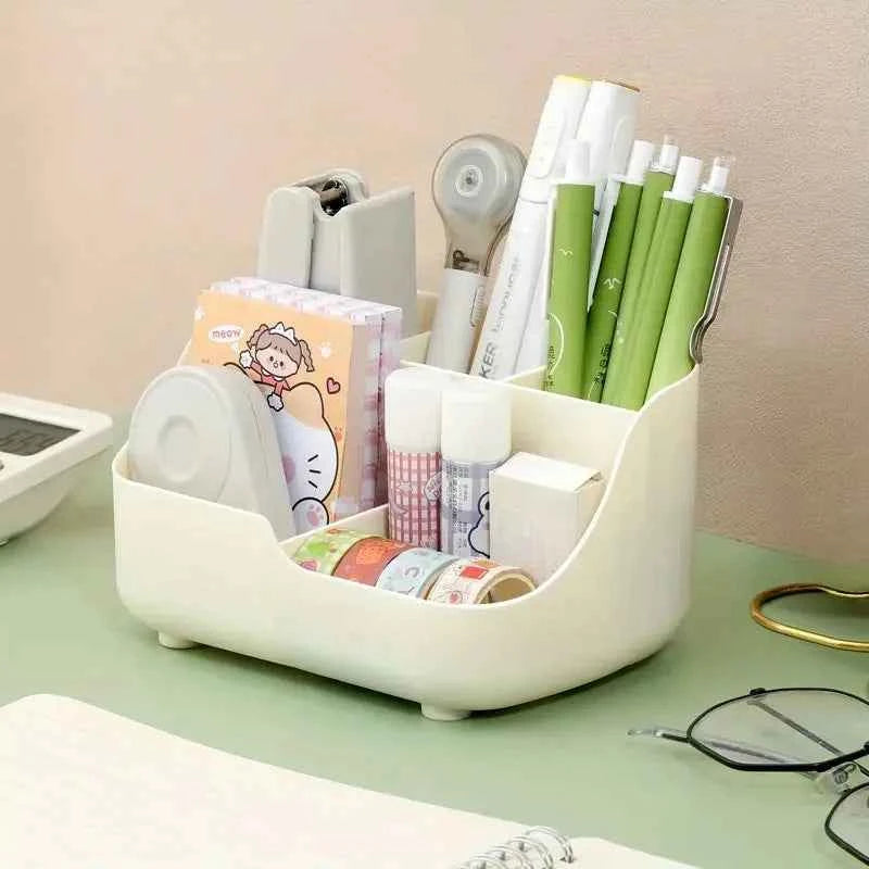 Large Capacity Desktop Storage Box Five-Compartment Desktop Organizer, Student Stationery Holder 5-Section Office Desk Organizer