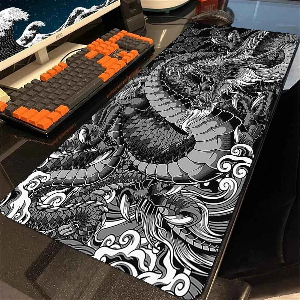 Mouse Pads Black White Dragon Table Mats Computer Mousepad Company Big Deskmat 100x50cm Large Gamer Mousepads Gaming Mouse Mat