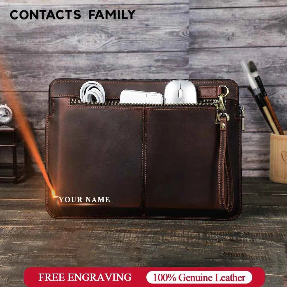 Crazy Horse Leather Sleeve Bag For Macbook Air 13 M3 M4 Case Pro 14 M1 M2 A2779 A2442 Pro 13 15.4 16 inch Chip Laptop Bag Cover
