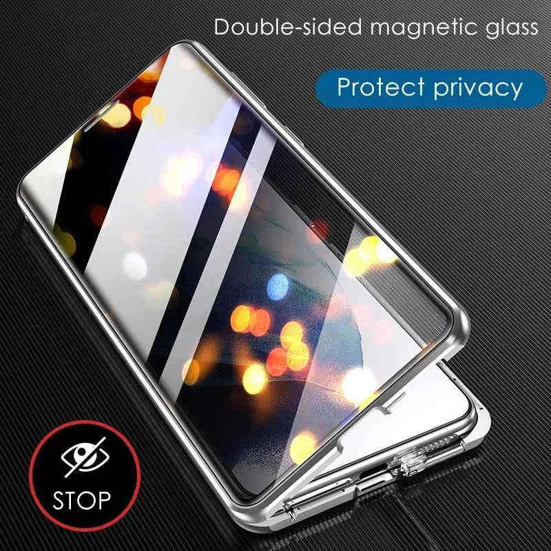 Anti Peeping Metal Phone Case For Samsung Galaxy S25 S24 S23 S26 Ultra Plus 360 Degree Privacy Protection Magnetic Phone Cov