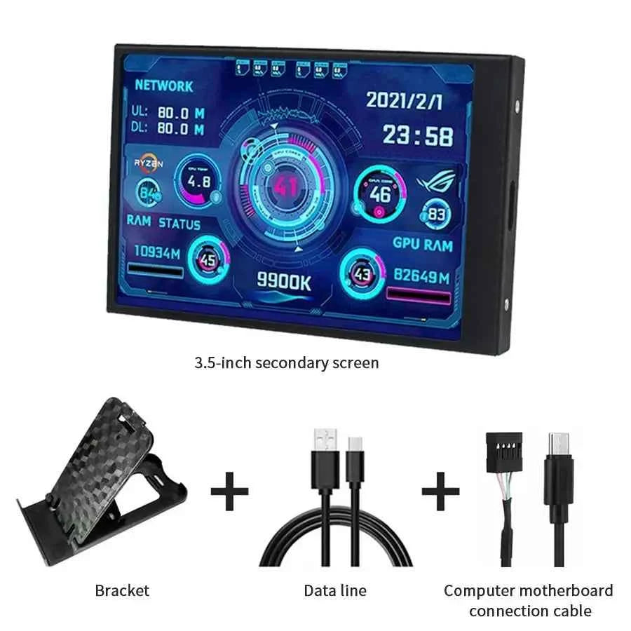 3.5-Inch USB Secondary Monitor – IPS, Type-C, Multi-Theme Display