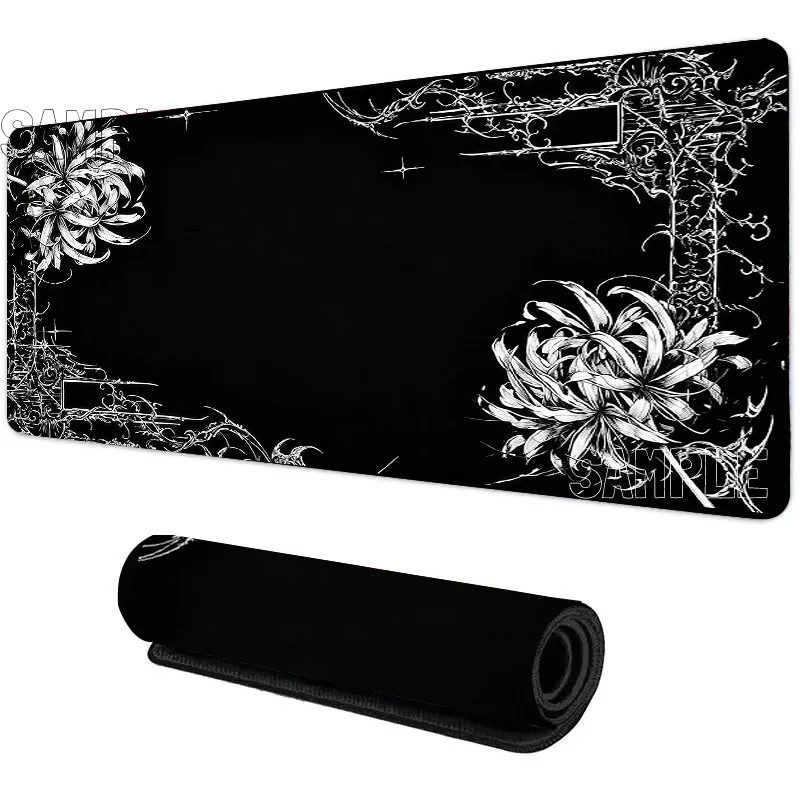 Black Lacework Art Large Gaming Mouse Pad Anti Slip Desk Mat Durable Stitched Edge Table For Laptop PC Gamer Game Accessories