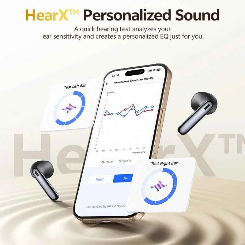 QCY AilyBuds E50 HT11 Wireless Earphones Hi-Res Adaptive Hybrid ANC Headphone Bluetooth 6.0 Spatial Sound Earbuds 11mm Drivers