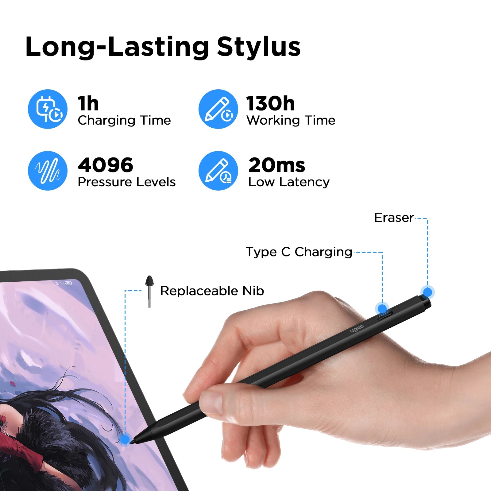 UGEE UT2 Fun Drawing Pad 6GB+128GB Full-Laminated Screen 2K Ultra HD Android 14 Tablet Drawing 7000mAh+18W 10.36 inch with Pen