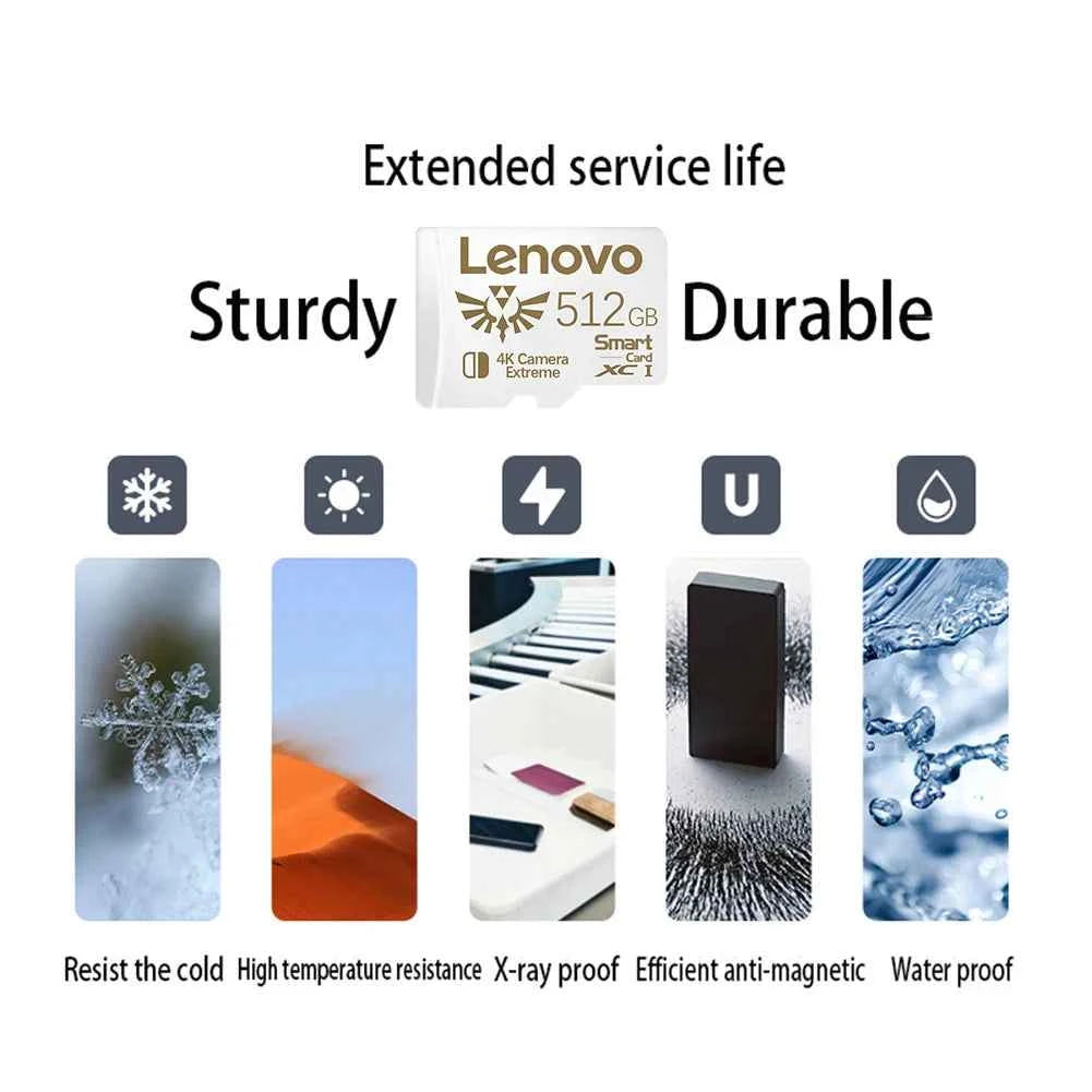 Lenovo High-Capacity Micro SD / TF Memory Card for Nintendo Switch, Cameras, Smartphones – 128GB/256GB/512GB/1TB