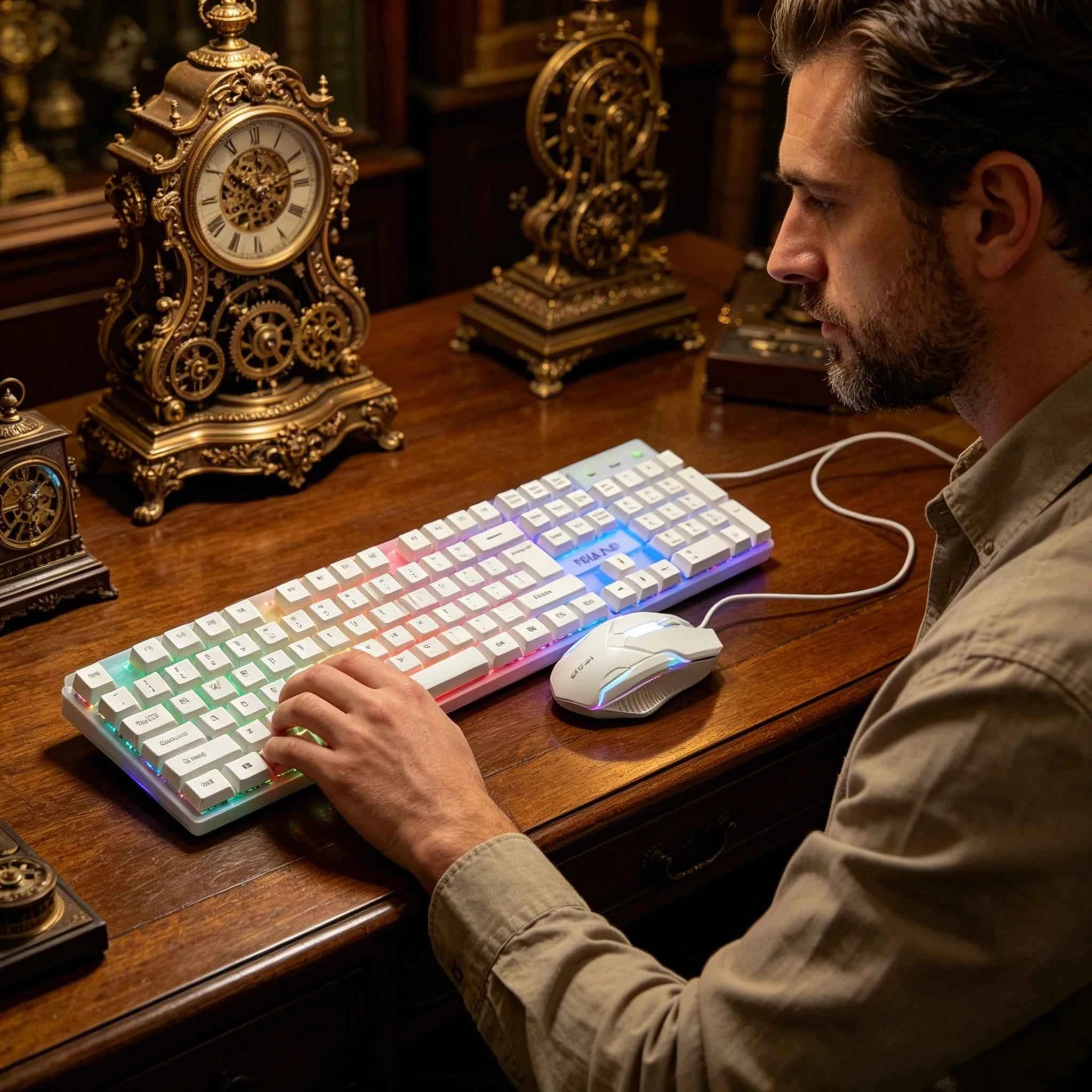 RGB Backlit Wired Gaming Keyboard, Rainbow LED Mechanical-Feeling Keyboard, Silent Keyboard, Suitable For PC Gamers, Compatible With Windows, Laptops, Desktops, Plug And Play, Durable Detachable ABS Keycaps, Suitable For Gami